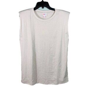 NWT Lularoe Kari Muscle Tank Top Shoulder Pads Light Grey Soft Sz M